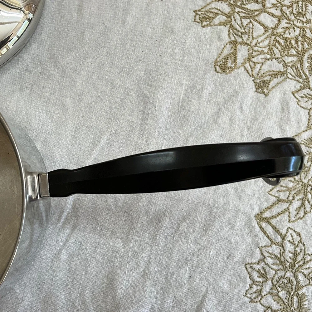 Vintage Farberware Stainless Steel 3qt Saucepan Lid Black Handle Pot